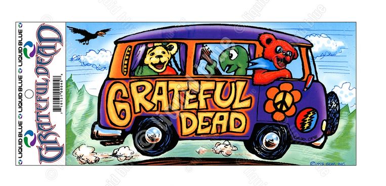 Grateful Dead GD Bears on the Bus Sticker Liquid Blue